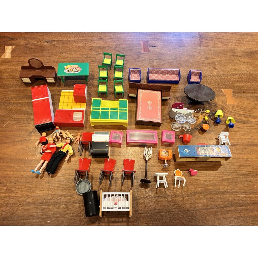Vintage 50's 60’s dollhouse furniture lot , Marx‎ Lunbys